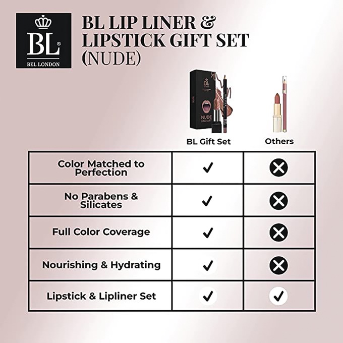 BEL London Lipstick & Lipliner Set, Nude, large