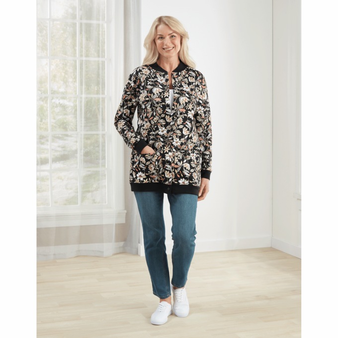 Snap-Front Cardigan, Dancing Daisies, large